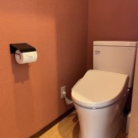 千葉県南房総市峰の売買物件/トイレもスッキリと、深みのあるオレンジ色が印象的