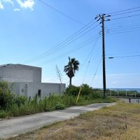千葉県南房総市白浜の売買物件/建物西側後方より。小道の先には畑があり、そこで行き止まり