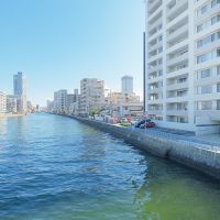 福岡市早良区西新の賃貸物件/川との距離感はご覧の通り