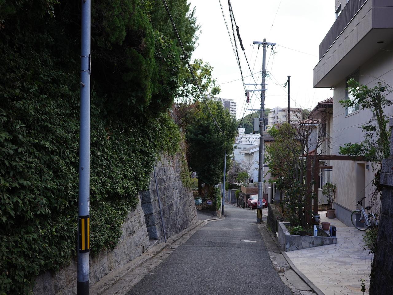 福岡市中央区桜坂の賃貸物件/閑静な住宅街。左側が当物件です。