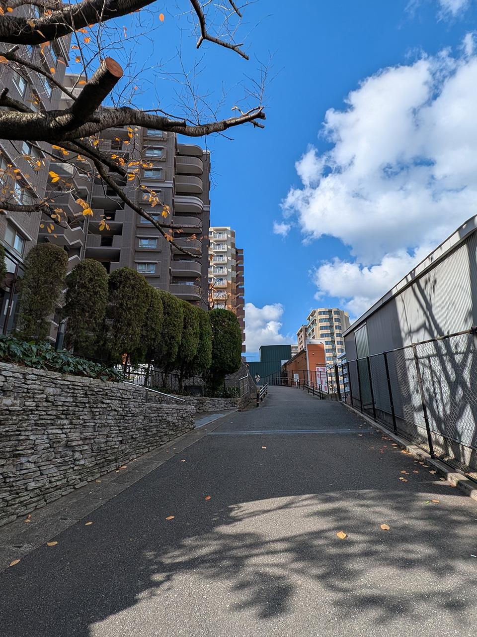 福岡市中央区桜坂の賃貸物件/駅から建物へ向かう道は、上り坂が続きます。
