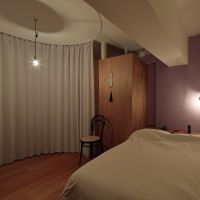 福岡市中央区小笹の売買物件/扉で空間仕切るのでなく、用途にわけファブリックでゆるりと仕切る。