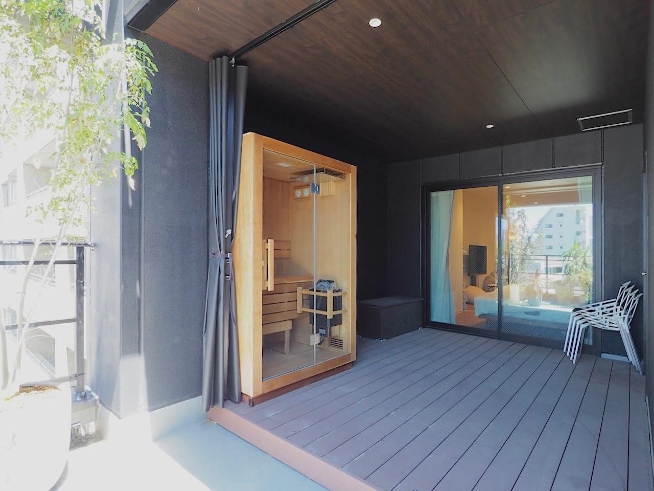 福岡市博多区奈良屋町の賃貸物件/専用サウナとととのいスペース。