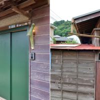 鎌倉市坂ノ下の賃貸物件/竹を使ってデザインした照明と雨樋の受け
