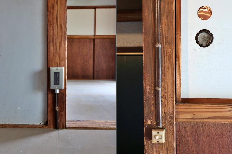 鎌倉市坂ノ下の賃貸物件/こちらも竹を使った電気配線のモール｜襖も継ぐイメージで補修