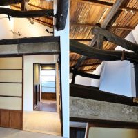 鎌倉市坂ノ下の賃貸物件/あらためて圧巻の小屋組｜大黒柱に壁面を掘り込んで仕上げた左官仕事