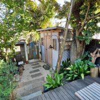 鎌倉市坂ノ下の売買物件/庭部分｜大きな木にはしごがかかっている感じにワクワクしてしまう