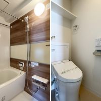 藤沢市鵠沼海岸一丁目の賃貸物件/左：風呂｜右：トイレ