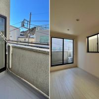 鎌倉市長谷二丁目の賃貸物件/左；3階バルコニー｜右：3階の6.3帖の洋室