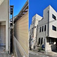 鎌倉市長谷二丁目の賃貸物件/左：オーナーDIYによるサーフボードラック｜右：外観
