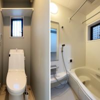 鎌倉市長谷二丁目の賃貸物件/左：トイレ｜右：洗面台