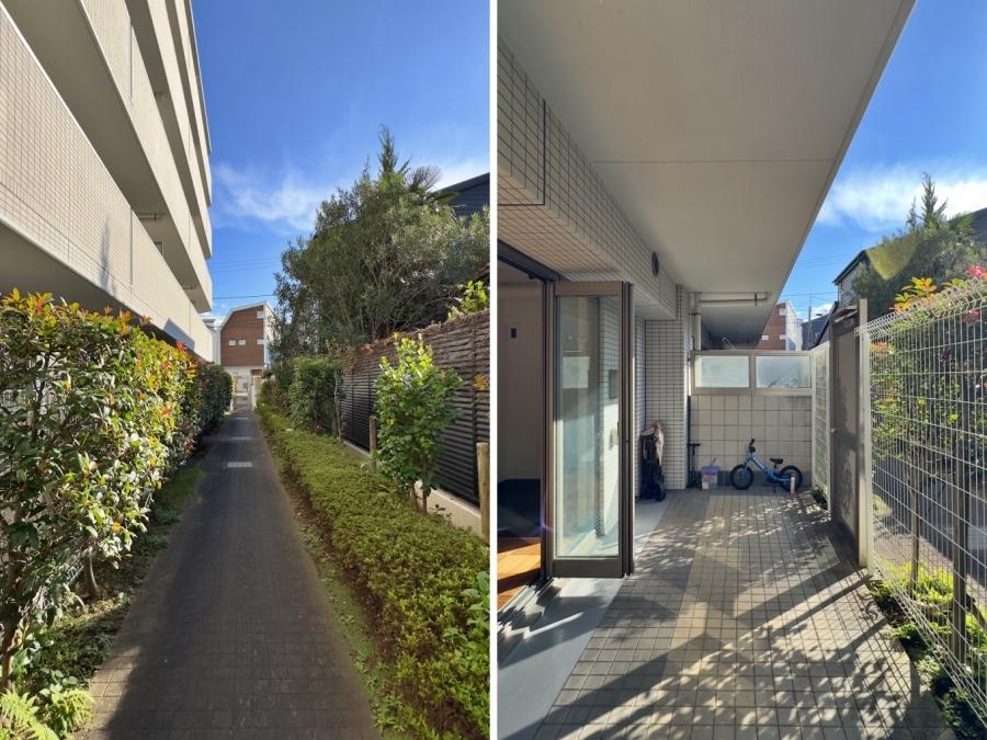 茅ヶ崎市柳島海岸の売買物件/左：裏道｜右：専用テラス