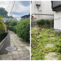 鎌倉市十二所の賃貸物件/車の進入が出来ない路地を進むと建物│玄関から庭へ飛石があります