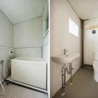 鎌倉市梶原五丁目の賃貸物件/風呂｜トイレ｜湯舟はミニマム、設備は一新！トイレは微妙な広さなので、横に棚を置いて物置などに。