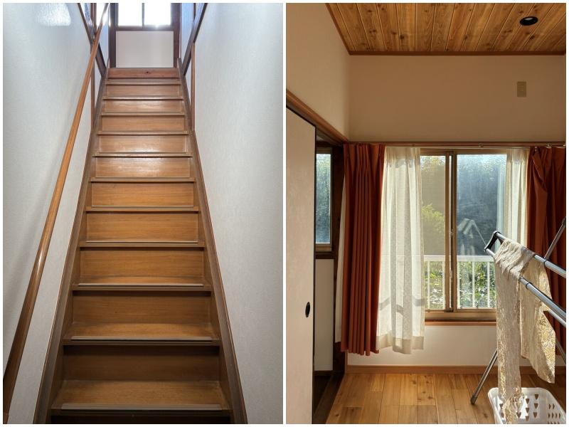鎌倉市山崎の賃貸物件/2階への階段｜2階の小さな部屋はサンルームという感じ（共用です）