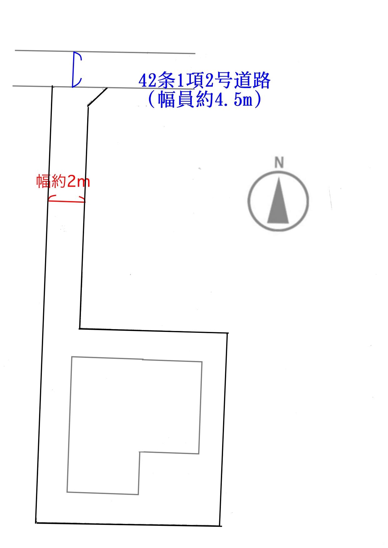藤沢市鵠沼藤が谷三丁目の売買物件/敷地と前面道路の位置関係
