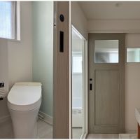 藤沢市鵠沼東の賃貸物件/トイレ（給湯器も設置されています）｜トイレの扉を閉めたところ