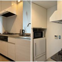 藤沢市片瀬四丁目の賃貸物件/201｜キッチン。調理に必要な道具や食器類は一通り揃っています