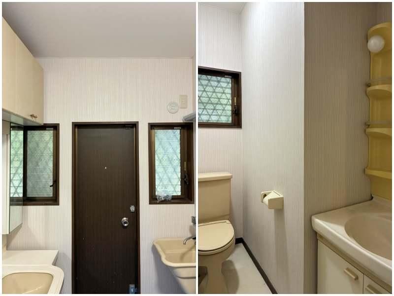鎌倉市十二所の賃貸物件/左：1階洗面室｜右：トイレは2カ所あります（温水洗浄便座）