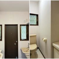 鎌倉市十二所の賃貸物件/左：1階洗面室｜右：トイレは2カ所あります（温水洗浄便座）