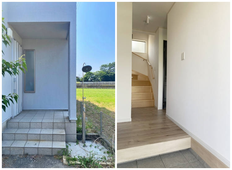 藤沢市片瀬五丁目の売買物件/玄関│玄関前には外シャワーがあります