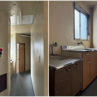 鎌倉市御成町の賃貸物件/原状では細い廊下があり、キッチンが残置されています