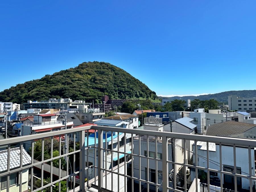葉山町一色の賃貸物件/階段室の上からの眺望｜三ヶ岡山緑地と一色の住宅街を一望