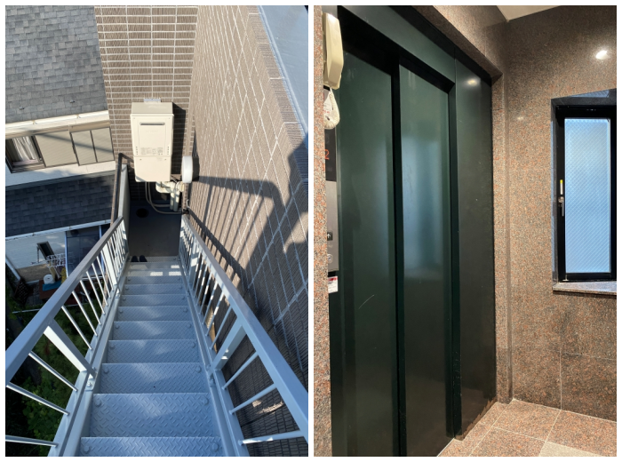 鎌倉市津西一丁目の賃貸物件/屋上バルコニーへの外階段│建物内のエレベーター