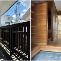 逗子市桜山八丁目の賃貸物件/バルコニー｜玄関（オープンなシューズラックがあります）