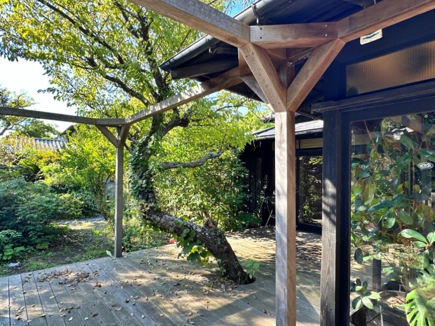 葉山町堀内の賃貸物件/ウッドデッキと白梅｜このアングルも好きです