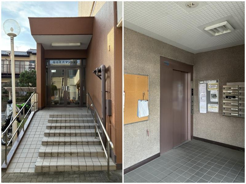 鎌倉市常盤の売買物件/マンションのエントランス｜エレベーターと集合ポスト