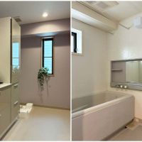 逗子市沼間二丁目の売買物件/左：洗面脱衣所｜右：浴室