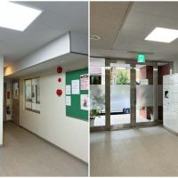 藤沢市南藤沢の売買物件/左：エレベーターと管理人室｜右：宅配ボックスとポスト