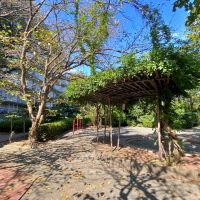 鎌倉市台三丁目の売買物件/敷地内公園│鉄棒に砂場、植物がこんもりと茂ったパーゴラがあります