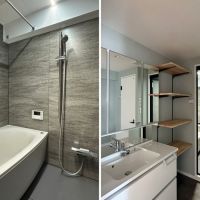 茅ヶ崎市中海岸二丁目の売買物件/左：風呂｜右：洗面脱衣室