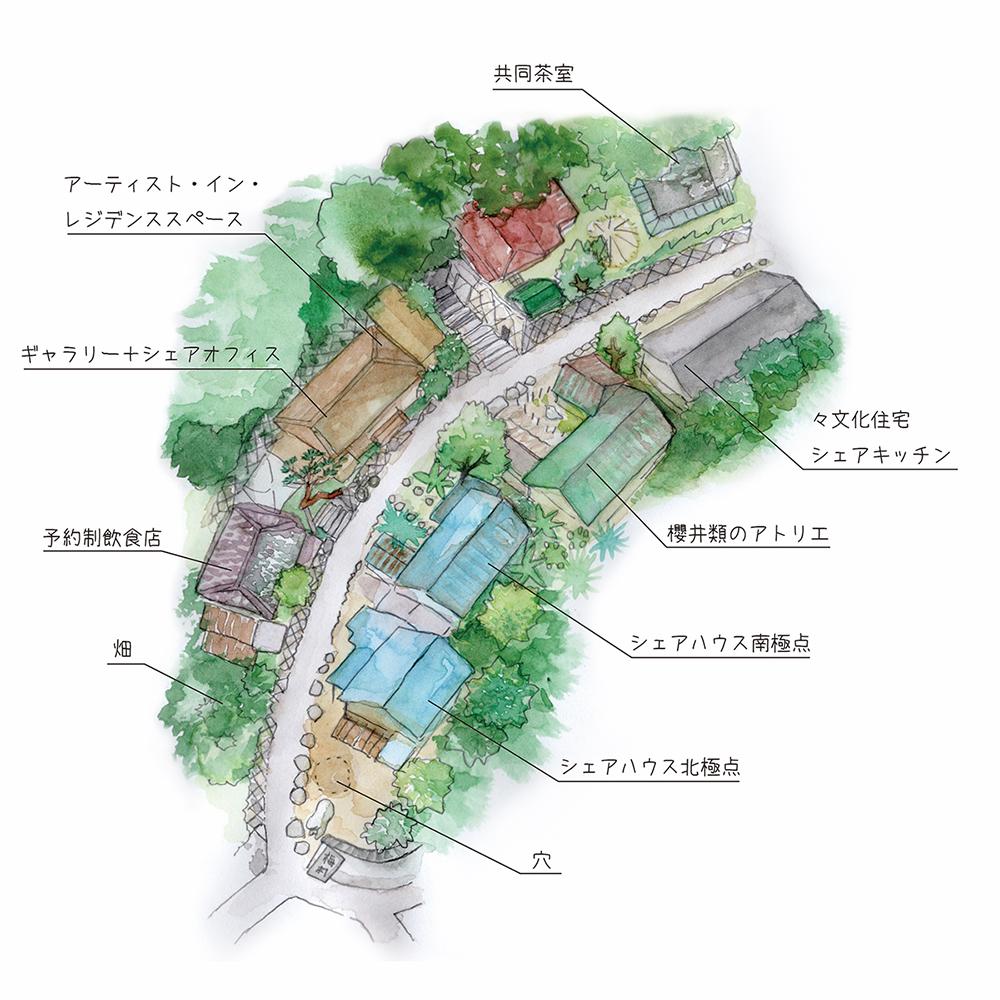 神戸市兵庫区梅元町の賃貸物件/バイソン村マップ　＊作画柴山水咲