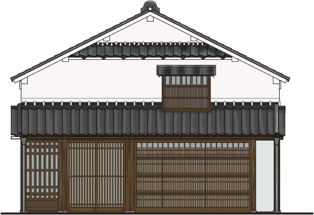 丹波篠山市西町の売買物件/【計画立面図】町屋らしい厨子二階の外景