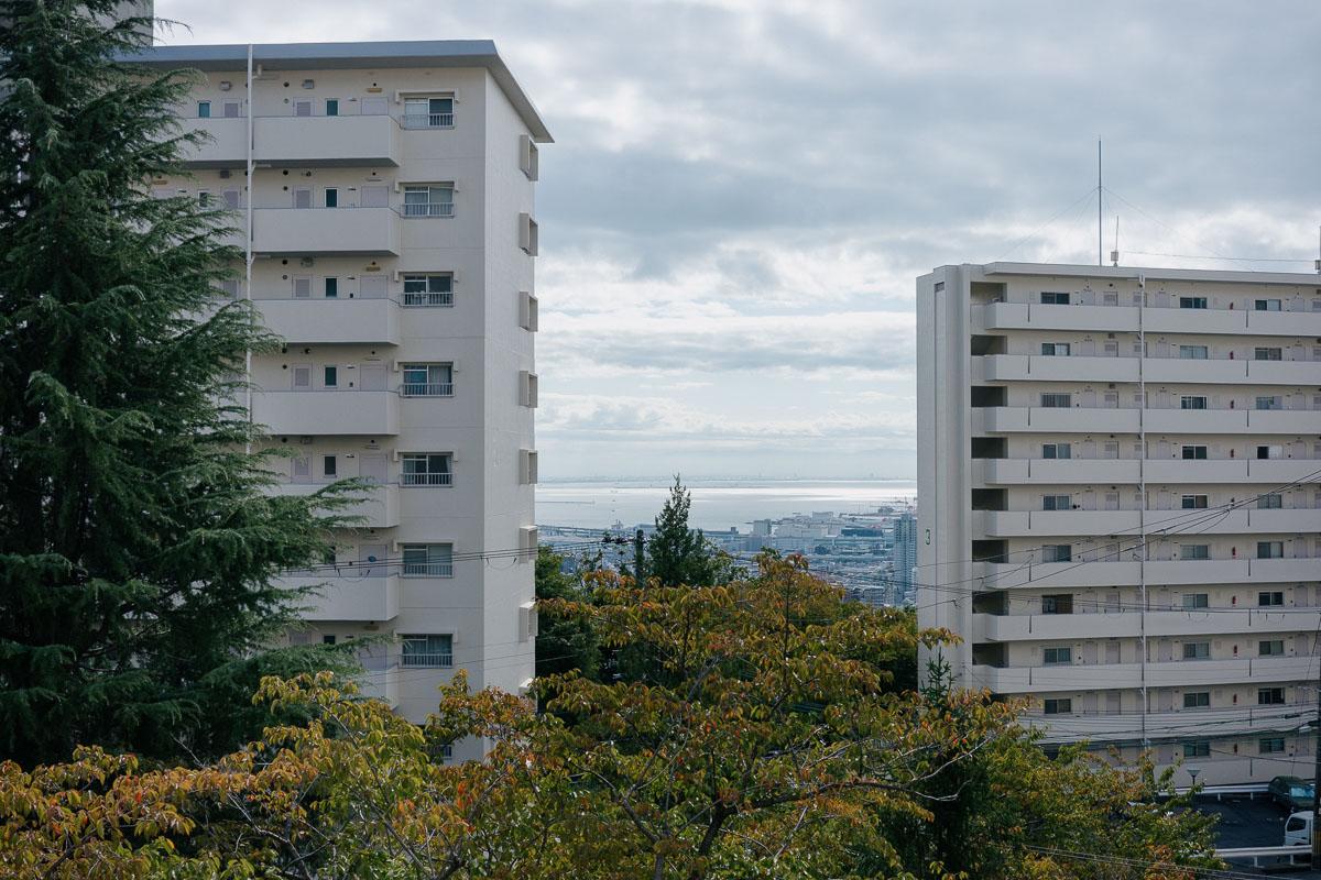 神戸市東灘区住吉台の売買物件/リビングから海が！近隣の団地がフレームみたい。