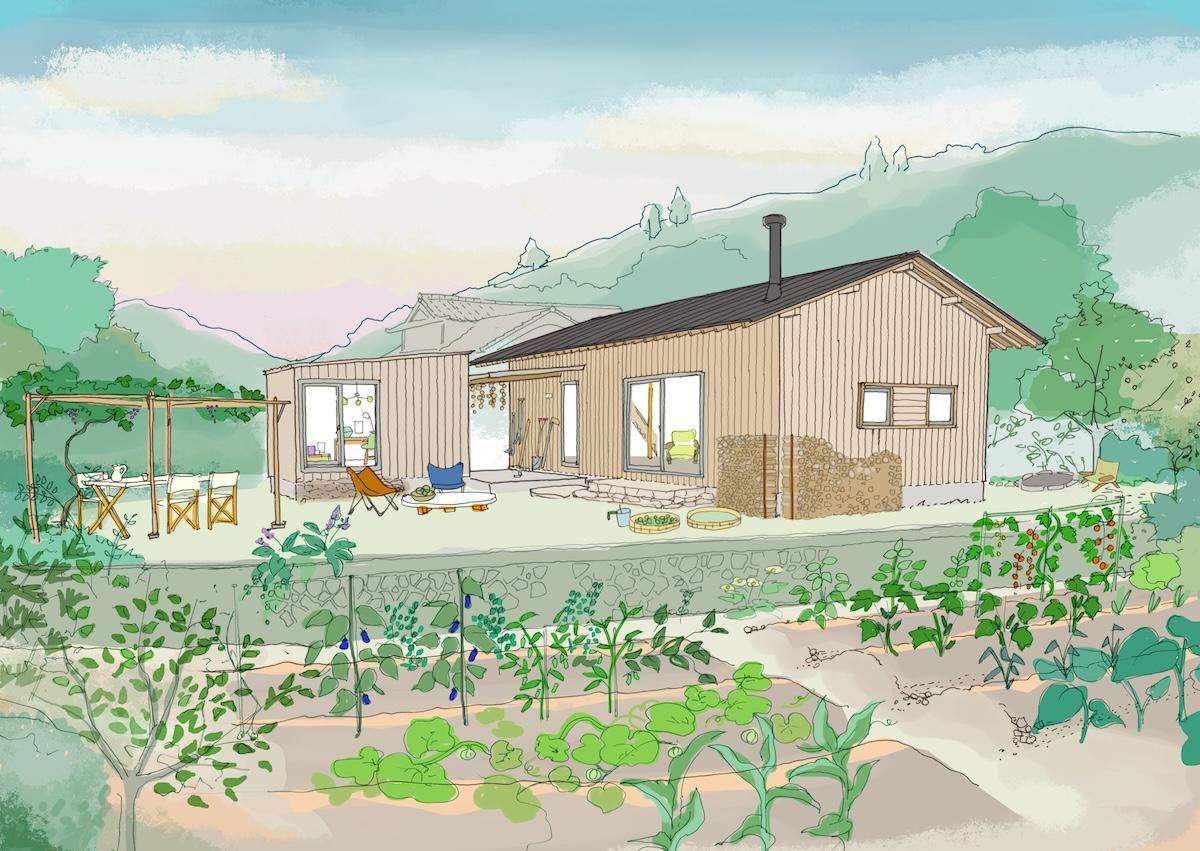 神戸市北区淡河町淡河の売買物件/イメージパース。こんな平屋のFARMHOUSEを建てませんか？