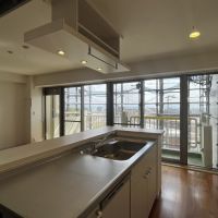神戸市東灘区岡本の賃貸物件/キッチンに立つとこの景色。料理をしながら外を眺められるのがいいですね。