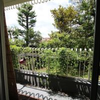 芦屋市東芦屋町の賃貸物件/リビングの窓からガーデンバルコニーを見下ろす
