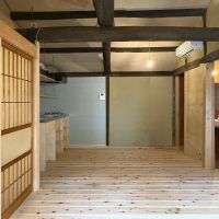 京都市東山区五条橋東4丁目の賃貸物件/Cタイプ2F｜この区画だと、手前の横に走る柱を境にゾーニングがしやすそうでした。