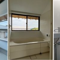 京都市左京区修学院檜峠町の賃貸物件/A号室（済）｜浴室はタイル張りのハーフユニット。見晴らしも良い。
