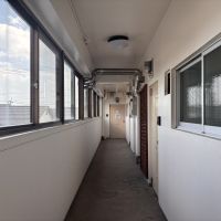 京都市北区上賀茂松本町15の賃貸物件/窓が並ぶ共用廊下。外からの光が入り、明るい通路です。