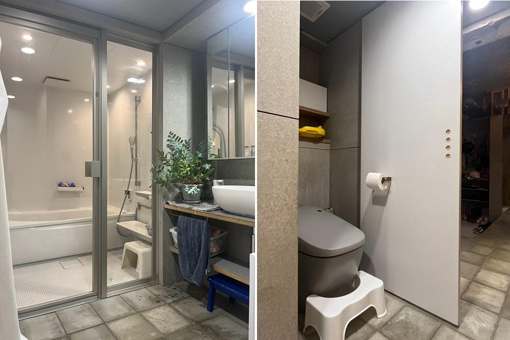 京都市左京区聖護院蓮華蔵町46の売買物件/トイレは片方だけ吊戸をスライドさせ仕切ることが可能。必要であれば反対側にも設置する事も出来そう