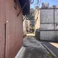 京都市左京区北白川久保田町60の賃貸物件/正面奥に見えるのが今出川通。この細道を通って物件へ。