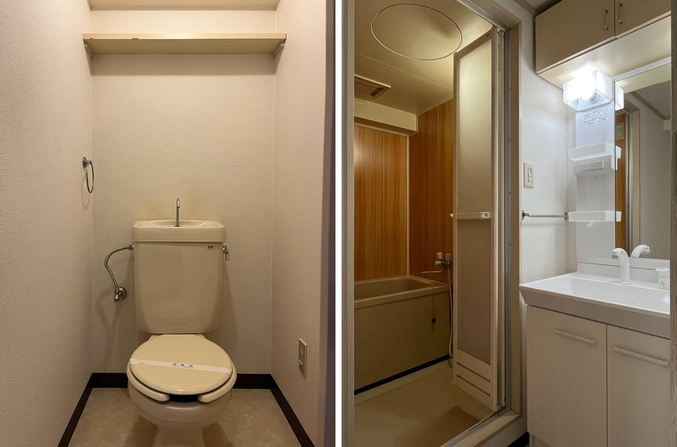 京都市左京区岡崎天王町43の賃貸物件/トイレと浴室は恐らく当初のもの。