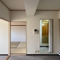 京都市左京区岡崎天王町43の賃貸物件/脱衣場には懐かしのアコーディオンカーテン。