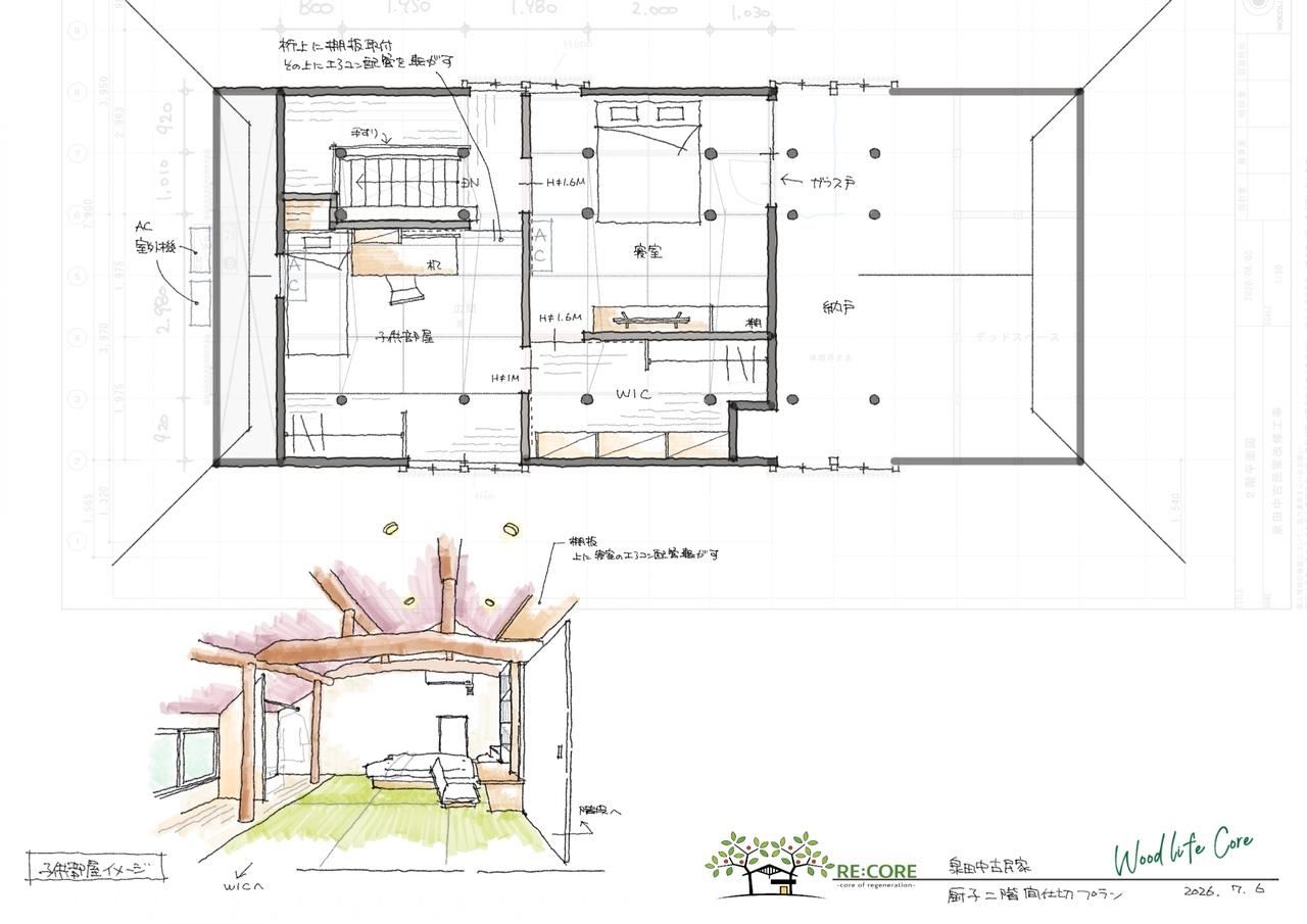 大阪府堺市南区泉田中462-2の売買物件/2Fに個室を設けるプランの一例です。