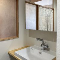 大阪府大阪市北区池田町の賃貸物件/ゆったりとしたサイズの洗面。向かいに室内洗濯機置き場あり。